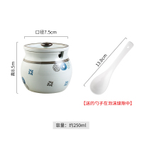 圆纹三色-中号特价款 约250毫升送勺 日式家用陶瓷油泼辣子罐带盖调味罐盐罐大号猪油罐辣椒油罐调料盒