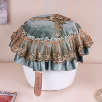 盛世豪门-翡翠绿 一般空气炸锅通用(直径约34cm) 欧式布艺空气炸锅罩厨师机防尘盖巾家用电饭煲防脏布圆形刺绣盖布