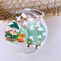 5cm闪粉圆形5个+链条随机 卡咕闪粉diy挂件钥匙扣透明追星亚克力爱心渐变小圆盘咕咔装圆形