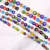 6mm扁圆 一条 约63颗 彩色圆形扁珠千花琉璃花朵玻璃散珠DIY手工饰品手链项链配件材料
