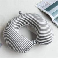 灰色条纹30*30*10 U型枕乳胶枕超柔午睡多功能办公娱乐旅行宽肩枕头慢回弹记忆棉枕