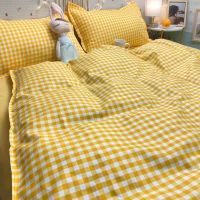 黄 格 子 床单:1.0x2.3m 水洗床单格子床品宽幅床笠床裙被套枕套清爽格子布头亲肤面料被单