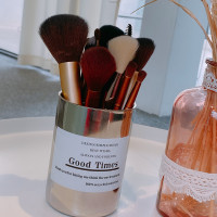 小号350ML笔筒 (配防水贴纸) 多功能不锈钢笔筒学生办公室桌面收纳盒女ins北欧风眉笔化妆刷桶