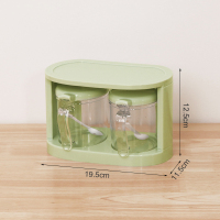 二格 绿色 带调味料架 盐盒子调味盒四格一体家用厨房调味料调料收纳盒多功能带盖组合装