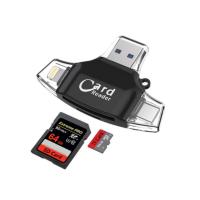 黑色 USB2.0 四合1手机电脑多功能高速读卡器相机内存卡SD卡手机TF安卓Type-c