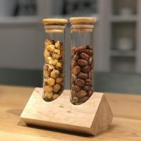 两孔(配试管3.7*15厘米) 单试管容量120ml 咖啡豆试管展示架 厨房密封罐豆类储存陈列架玻璃瓶创意实木收纳