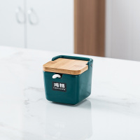 祖母绿翻盖(单个) 厨房欧式调料盒调味料罐子套装陶瓷辣椒盐糖味精罐佐料收纳盒单个