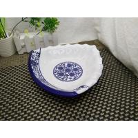 9英寸直径约22.5cm 青花创意日式餐具陶瓷三角碗 家用菜碗菜盘 沙拉碗水果盘点心盘子