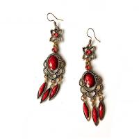 新-红色水滴耳环 波西米亚配饰发箍流苏额饰眉心坠夸张羽毛耳饰白色仙气耳环女头饰