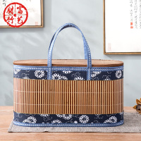 45*20*25 竹篮子手提篮粽子月饼水果特产挂面香肠腊肉年货大号竹编包装礼盒