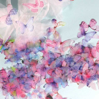 2cm50片随机颜色 50片/袋单片彩色半透明布艺薄纱蝴蝶diy发饰汉服发簪材料服饰辅料