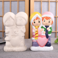 幸福一对07 创意情侣diy陶瓷彩绘非石膏娃娃白胚自己上搪胶涂色存钱罐储蓄罐