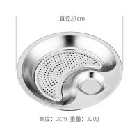 304不锈钢沥水饺子盘27cm 德国304不锈钢饺子盘带醋碟沥水菜盘家用双层点心水果盘水饺餐盘