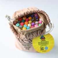 来点贵族记号笔~48色小黄鸭软布袋双头儿童马克笔宽头+小头色很正