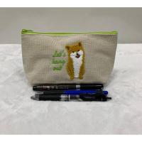 小黄狗 日单卡通 帆布可爱刺绣图案 柴犬 刺猬熊猫 笔袋 化妆袋 收纳笔袋