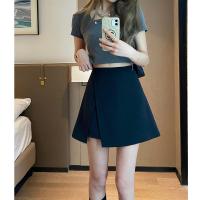 黑色 XS[85-95斤] 向米服饰2022款夏西装高腰显瘦半身A字裙防走光开叉遮胯裙裤短裙