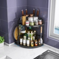 三角置物架厨房专用黑色转角不锈钢架壁挂调味品调料收纳架子家用