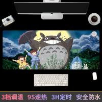 灰色 龙猫26*52cm 发热暖桌鼠标垫加热快捷键办公室电脑电热取暖桌垫学生超大写字台