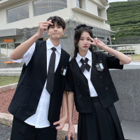 白色衬衫 S 初中学生班服jk衬衫半身裙子三件套装学院风高中生夏季毕业照服装