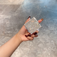 双面钻镜一个 奢华化妆镜迷你随身便携折叠高清双面镜学生手持镶钻补妆镜小精致