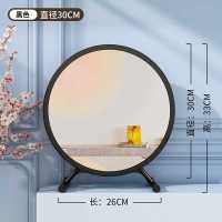 30CM黑色[无灯]{塑料款} 放桌子上的镜子带灯的化妆镜梳妆台家用小型感led充电款在有