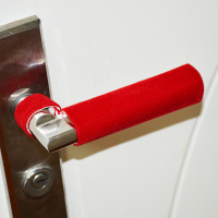 红色绒布素色 防静电门把手套 简约田园防撞布艺门拉手/扶手保护套 一对价