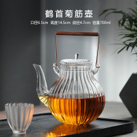 8840鹤首茶壶700ML 烧茶壶电热煮茶器煮茶炉日式泡茶玻璃茶壶耐高温防爆烧水壶电陶炉