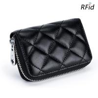 1# 格子纹 羊皮菱格风琴卡包女士小香风零钱包rfid防盗防磁卡夹卡套青年 ins