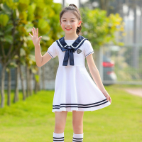 白色女款连衣裙(送袜子) 110 六一儿童合唱演出服朗诵幼儿园毕业照表演礼服中小学生英伦风校服