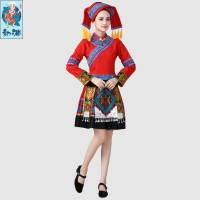 红色百褶短裙送帽子+可拆卸袖子 S(胸围2.6) 广西壮族三月三民族服装女少数民族演出服苗族土家族彝族舞蹈服饰