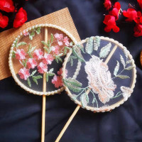 纱绣-福利款-随机发儿童15cm 原创绣花成品团扇拍摄道具舞蹈配饰儿童掌扇汉服圆扇古风扇子刺绣