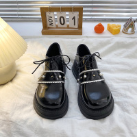 黑色(收藏加购 赠礼品先发货) 35 甜酷小皮鞋女2022配裙子英伦松糕玛丽珍厚底乐福圆头大头娃娃lo鞋
