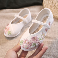 A3047白色 25码/内长15.0cm 儿童小白鞋老北京布鞋女童绣花鞋民族风复古旗袍汉服鞋舞蹈表演鞋