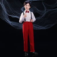 男童红色长袖(送领结) 110cm 儿童大合唱演出服中小学生男女童合唱服诗歌朗诵比赛走秀主持礼服