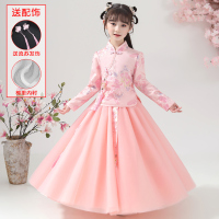 8215粉色春款[送流苏] 130(130[收藏优先发货]) 女童汉服秋装中国风儿童唐装樱花公主裙超仙春秋款小女孩古装