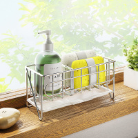 304不锈钢原色 304不锈钢沥水篮厨房海绵洗碗布置物架水槽窗台边洗洁精收纳架子