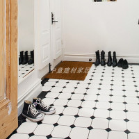 样品请联系客服 30×30 大八角陶瓷砖马赛克黑色白色卫生间浴室厨房阳台防滑地砖全瓷墙砖