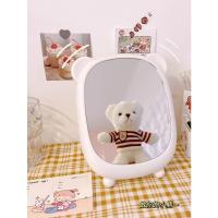 立体边框台面镜*粉色兔耳 ins风桌面可立化妆镜家用小镜子学生宿舍台式可爱兔子少女梳妆镜