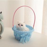 会叫蓝色提篮+白色猫咪 花篮提篮仿真猫咪会叫会动兔子儿童玩具毛绒玩偶男女童生日礼物