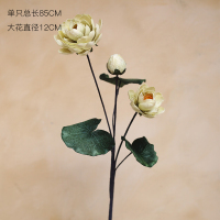 中号荷花白色单支 荷花仿真花高档装饰假荷叶供佛禅意莲花手工花束客厅花瓶落地摆件