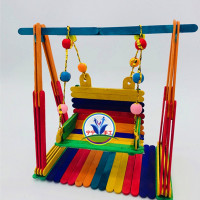 彩木珠线+彩色秋千 木工diy材料包立体构成作品材料幼儿园手工区域儿童创意制作动手