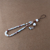 清新寿山石水晶手机链短款 复古短款寿山石菩提手机挂绳手腕绳手机链男女可拆卸防丢个性创意