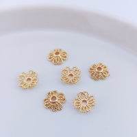 蕾丝边花托(50个) 14k铜包金保色蕾丝边花托珠托花帽手链项链耳饰手工diy饰品配8mm