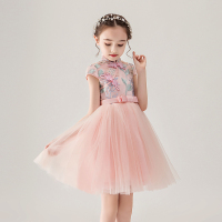 粉色短袖 110cm 六一儿童合唱演出服女童舞蹈公主裙主持人小学生朗诵秋冬表演服装