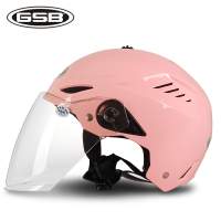 粉红配透明镜片 均码 GSB电动车电瓶车头盔夏季男女防晒透气安全帽轻便式半盔四季通用