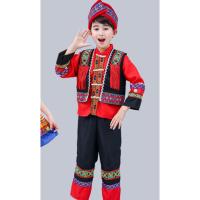 男童黑色外套+马甲+裤子+帽子 100cm 儿童壮族演出服三月三少数民族服装男童葫芦丝女童苗族竹竿舞表演