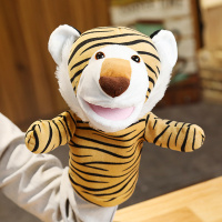 老虎 高度约30厘米 老虎手偶玩具嘴巴能动儿童腹语手指玩偶毛绒动物布娃娃表演布偶