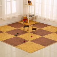 黄+咖木纹 30*30*1.0cm(16片送16个边条 环保无异味) 木纹地垫泡沫拼接卧室地板儿童家用客厅拼图地毯爬行垫
