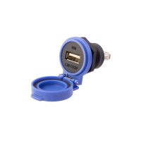 LU22-FS-U2-011 USB2.0直通母座 黑色 塑胶螺母 LSHITECH龙仕USB航空插头 自动翻盖防水连接