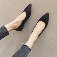 黑色 平底蛋卷鞋 34 职业平底鞋女黑色上班鞋舒适软皮软底防滑平跟尖头工作单鞋蛋卷鞋
